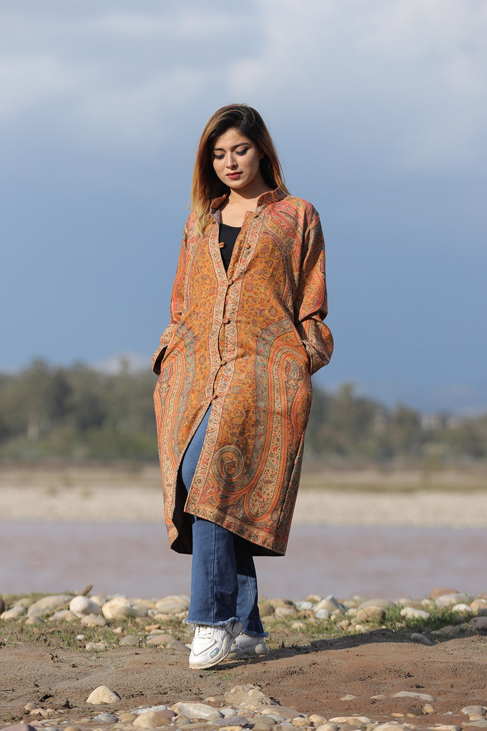 EXOTIC KASHMIRI MUSTARD Colour Kani Jacket Along With New