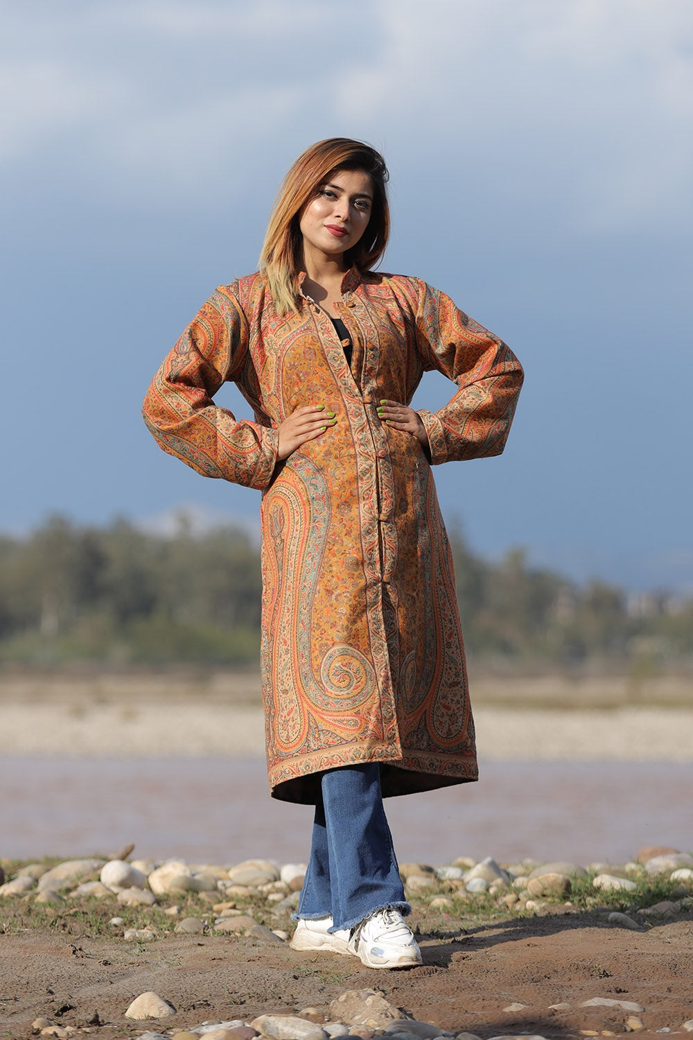 EXOTIC KASHMIRI MUSTARD Colour Kani Jacket Along With New