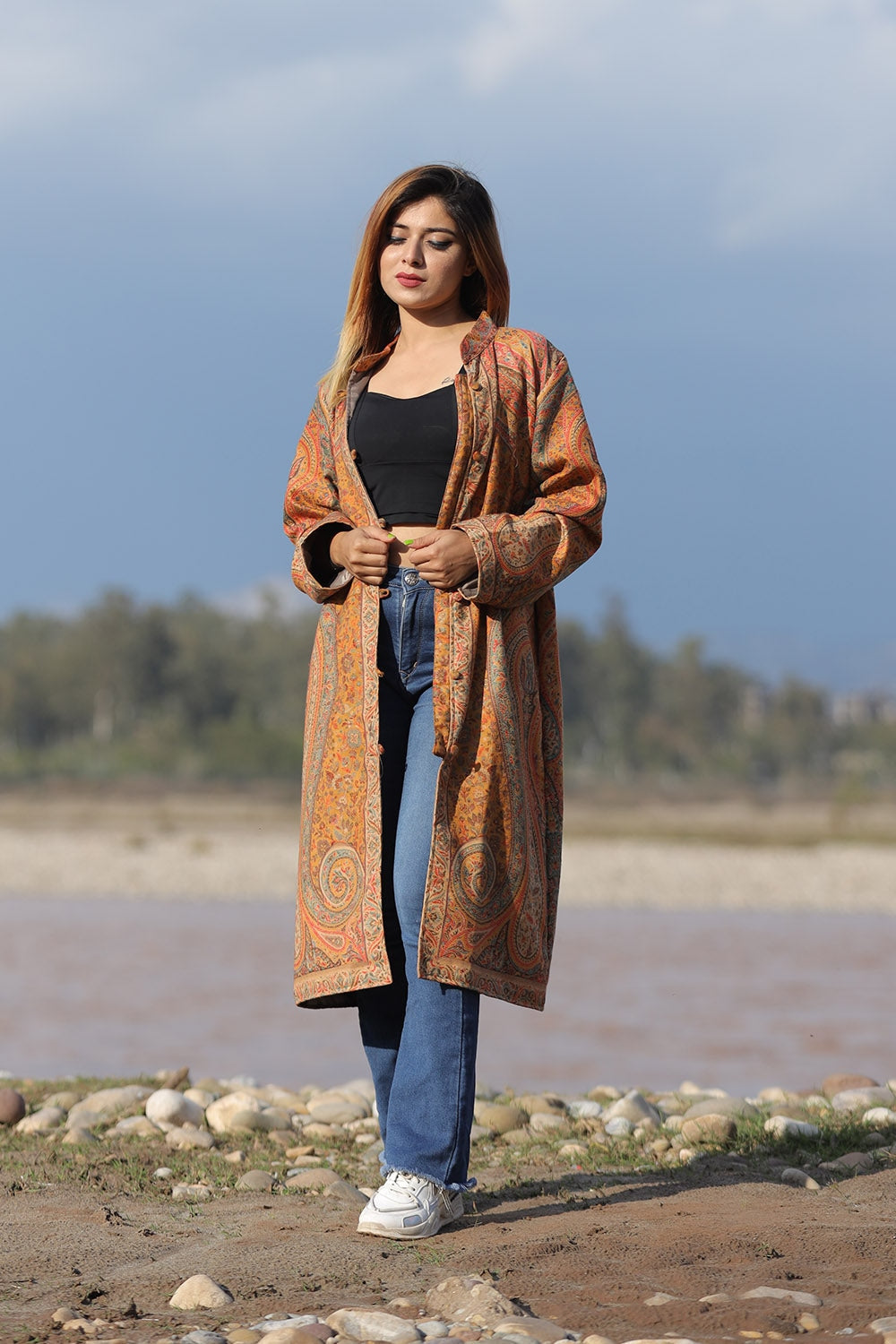 EXOTIC KASHMIRI MUSTARD Colour Kani Jacket Along With New