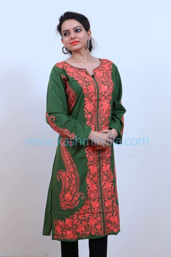 Fascinating Green Colour Cotton Kurti With Beautiful