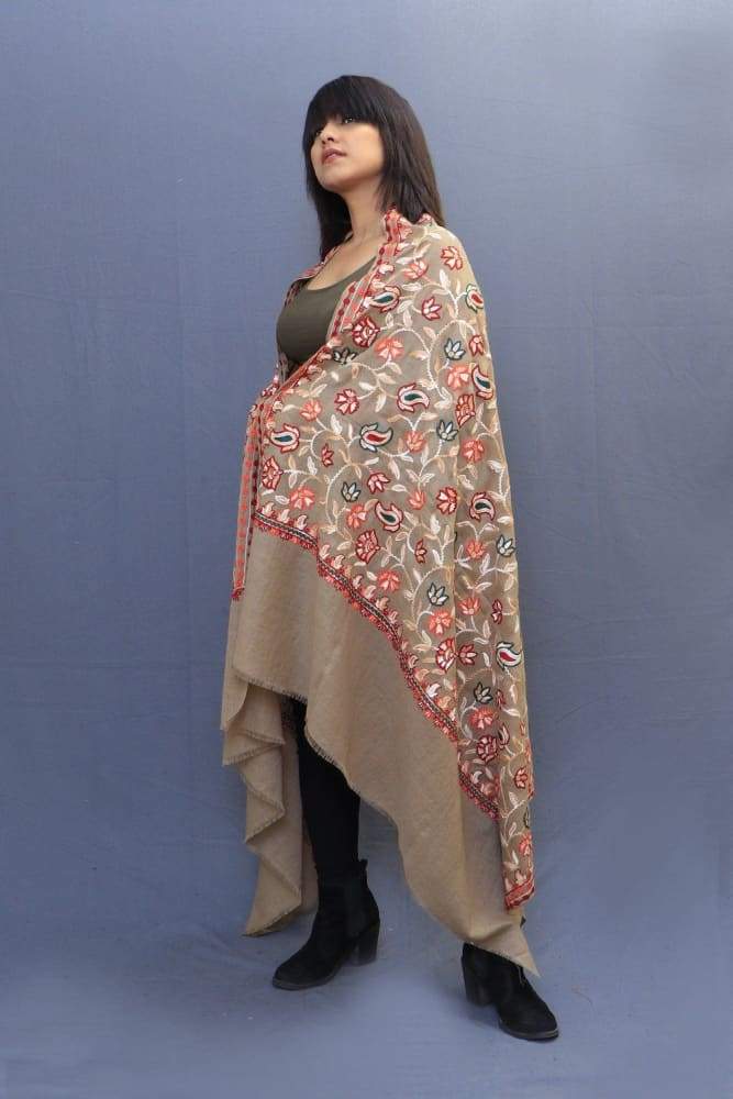 Fawn Colour Shawl With Amazing All Over Jaal Is A Perfect