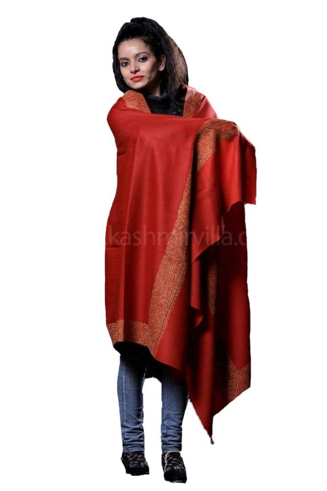 Flawless Maroon Colour SemiPashmina Sozni Shawl