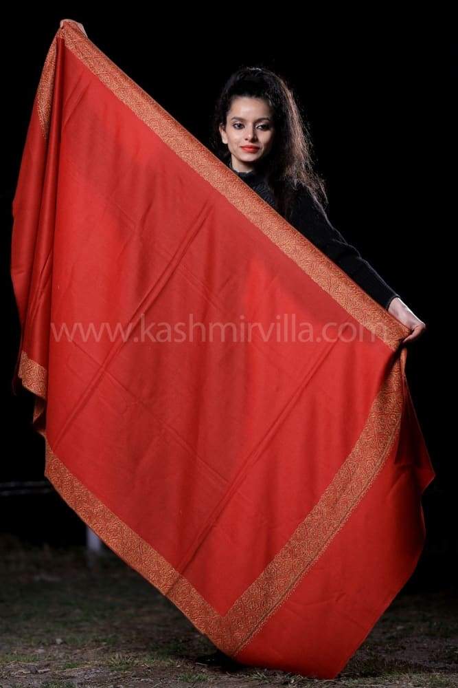 Flawless Maroon Colour SemiPashmina Sozni Shawl