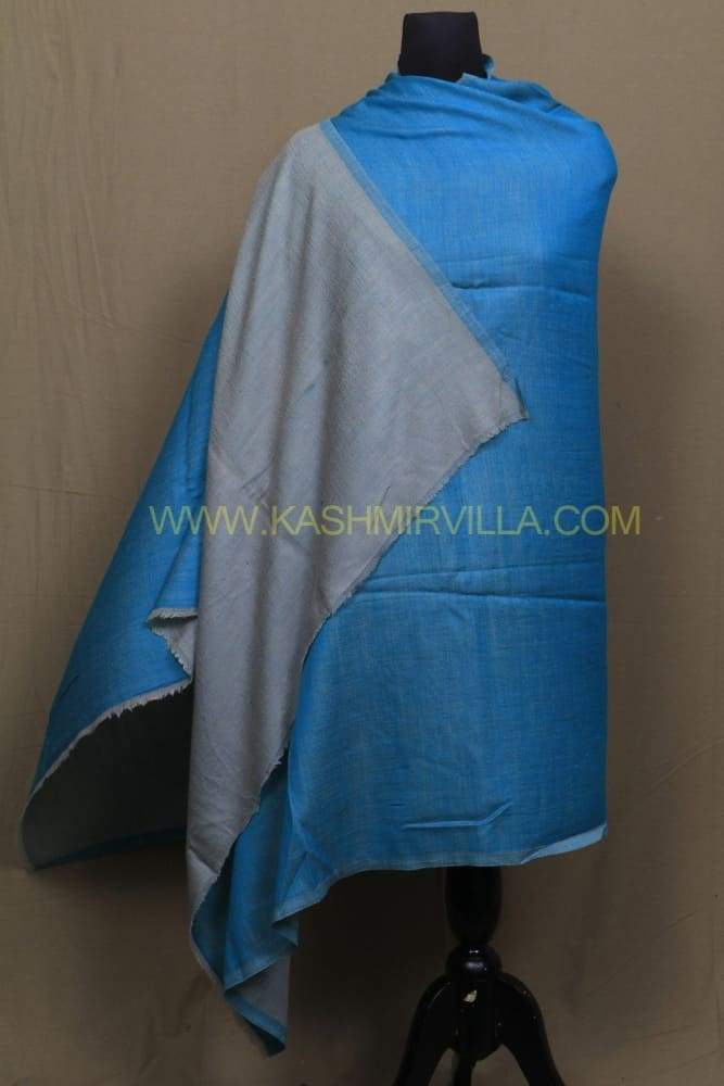 Gray And Turquoise Colour Reversible Pashmina Shawl.