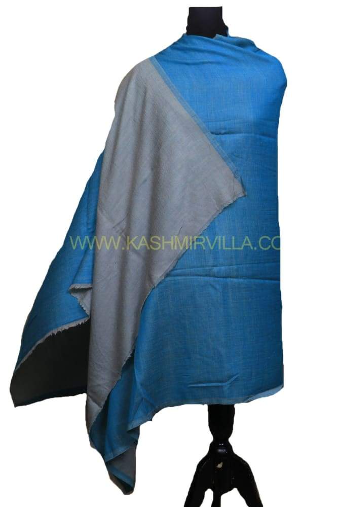 Gray And Turquoise Colour Reversible Pashmina Shawl.