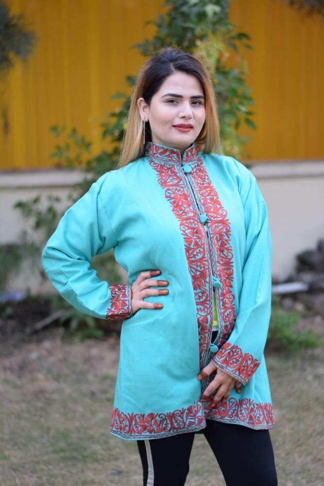 Sea Green Colour Aari Work Embroidered Jacket With New