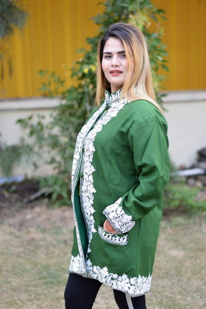 Green Colour Aari Work Embroidered Jacket With New Designer