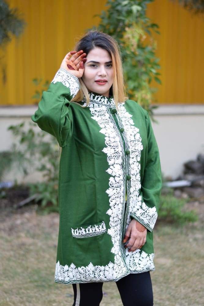 Green Colour Aari Work Embroidered Jacket With New Designer