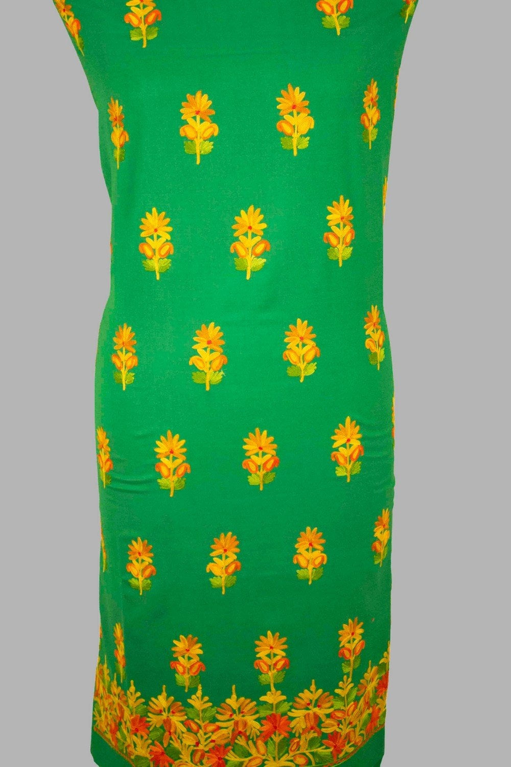 Green Colour Aari Work Salwar Kameez With Zari Neckline