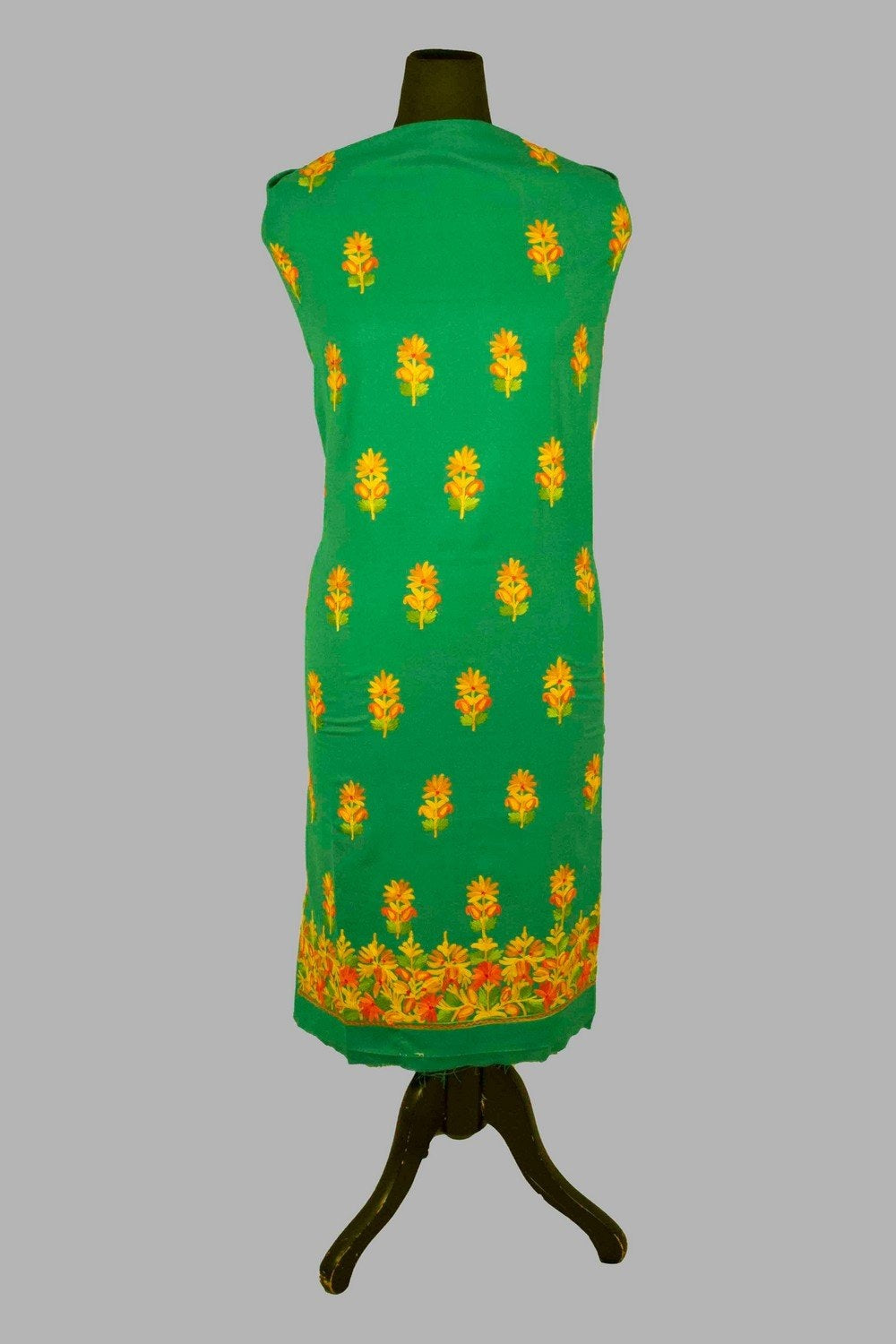 Green Colour Aari Work Salwar Kameez With Zari Neckline