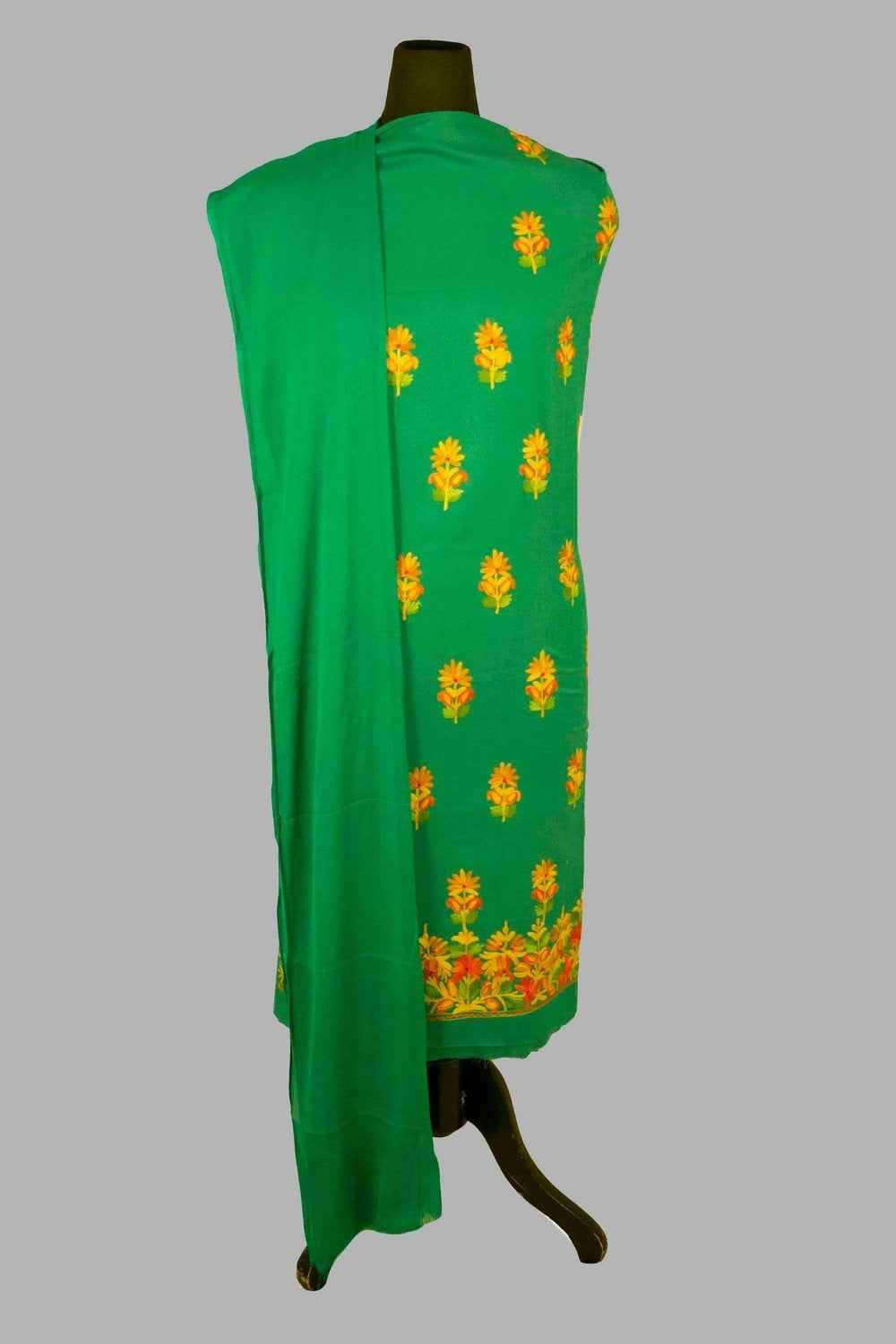 Green Colour Aari Work Salwar Kameez With Zari Neckline