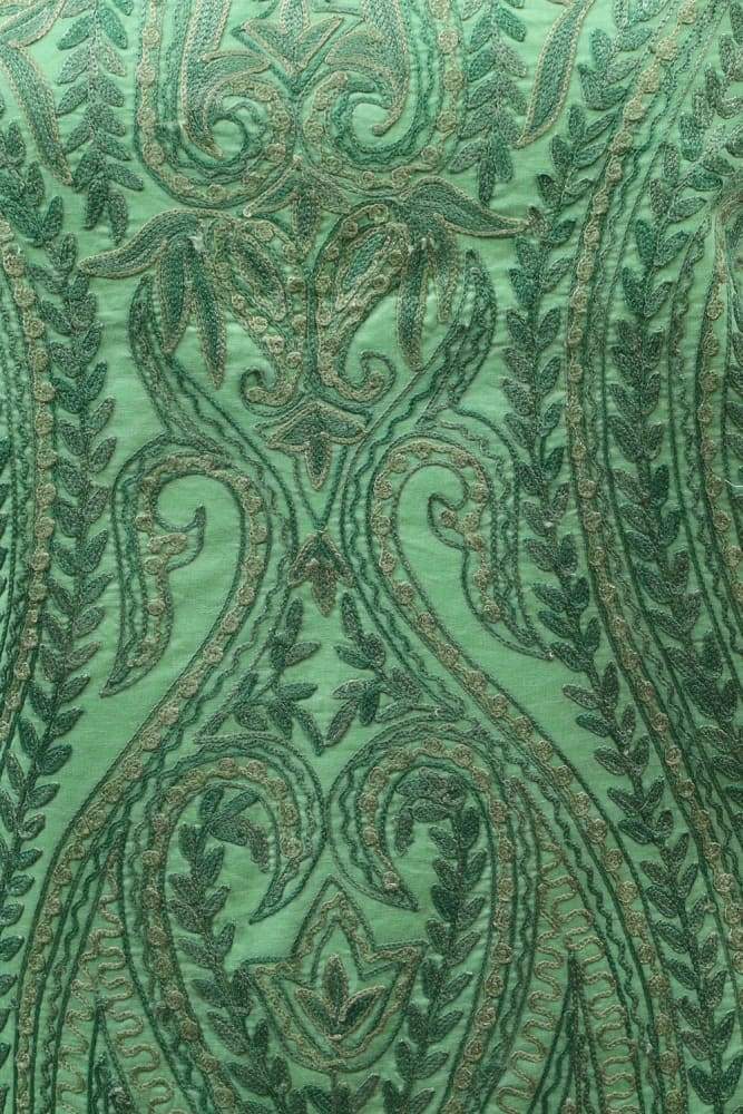 Green Colour Kashmiri Aari Work Embroidered Cotton Suit