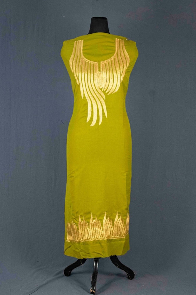 Green Colour Kashmiri Tilla Aari Work Salwar Kameez