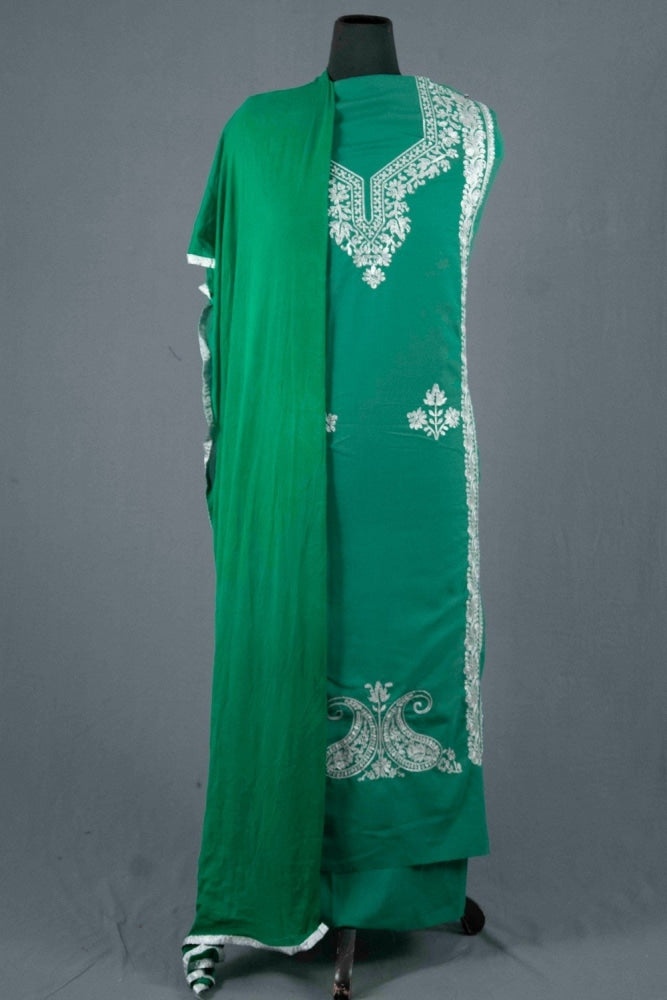 Green Colour Kashmiri Tilla Aari Work Salwar Kameez