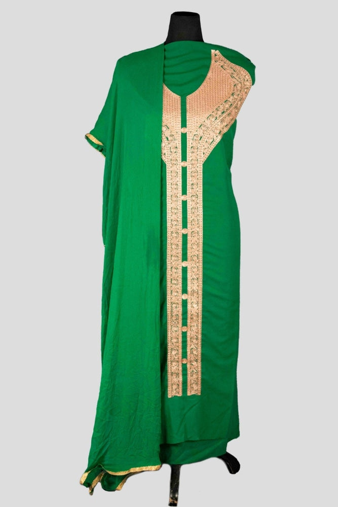 Green Colour Kashmiri Tilla Aari Work Salwar Kameez