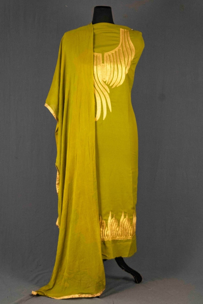 Green Colour Kashmiri Tilla Aari Work Salwar Kameez