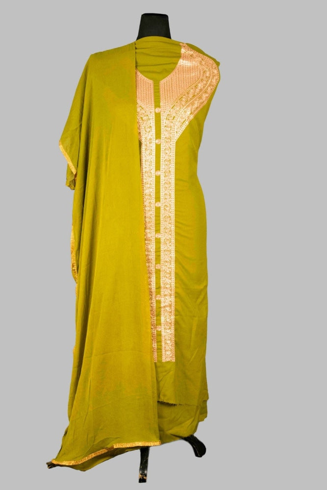 Green Colour Kashmiri Tilla Aari Work Salwar Kameez