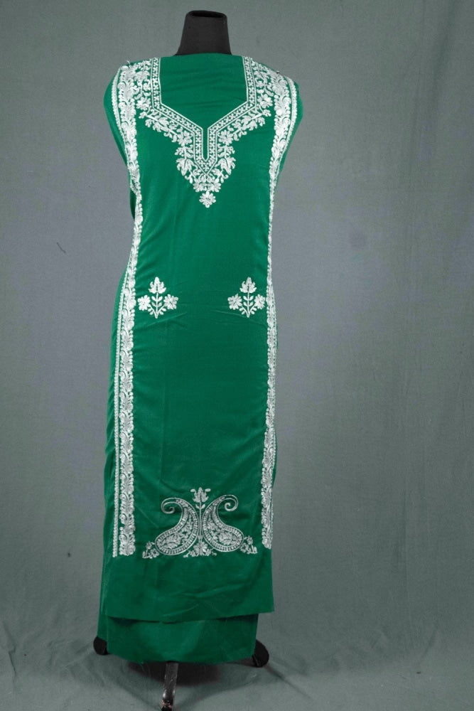 Green Colour Kashmiri Tilla Aari Work Salwar Kameez