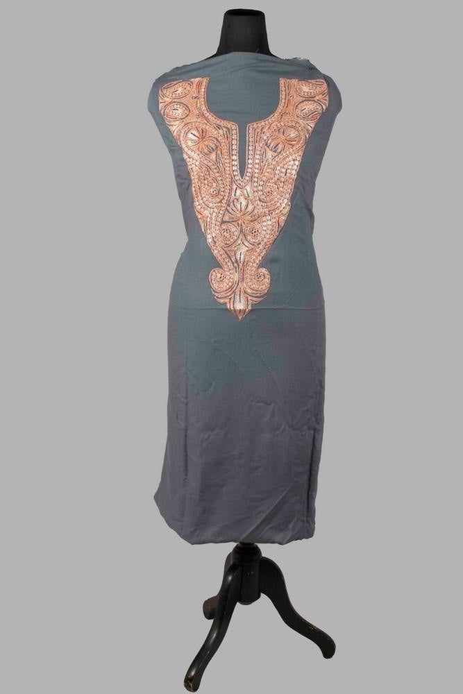 Grey Colour Kashmiri Tilla Aari Work Salwar Kameez