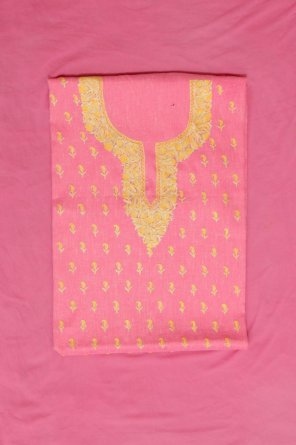 Kind Pink Colour Cotton Suit With Beautiful Kashmiri