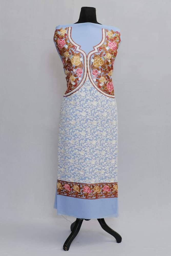 Light Blue Color Designer Aari Work Choli With Running Jaal