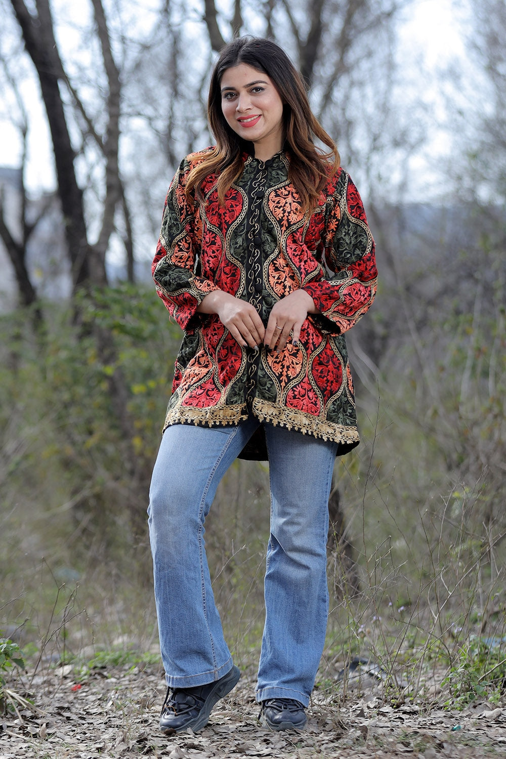 Magical Black Multicolour Aari Work Embroidered Jacket