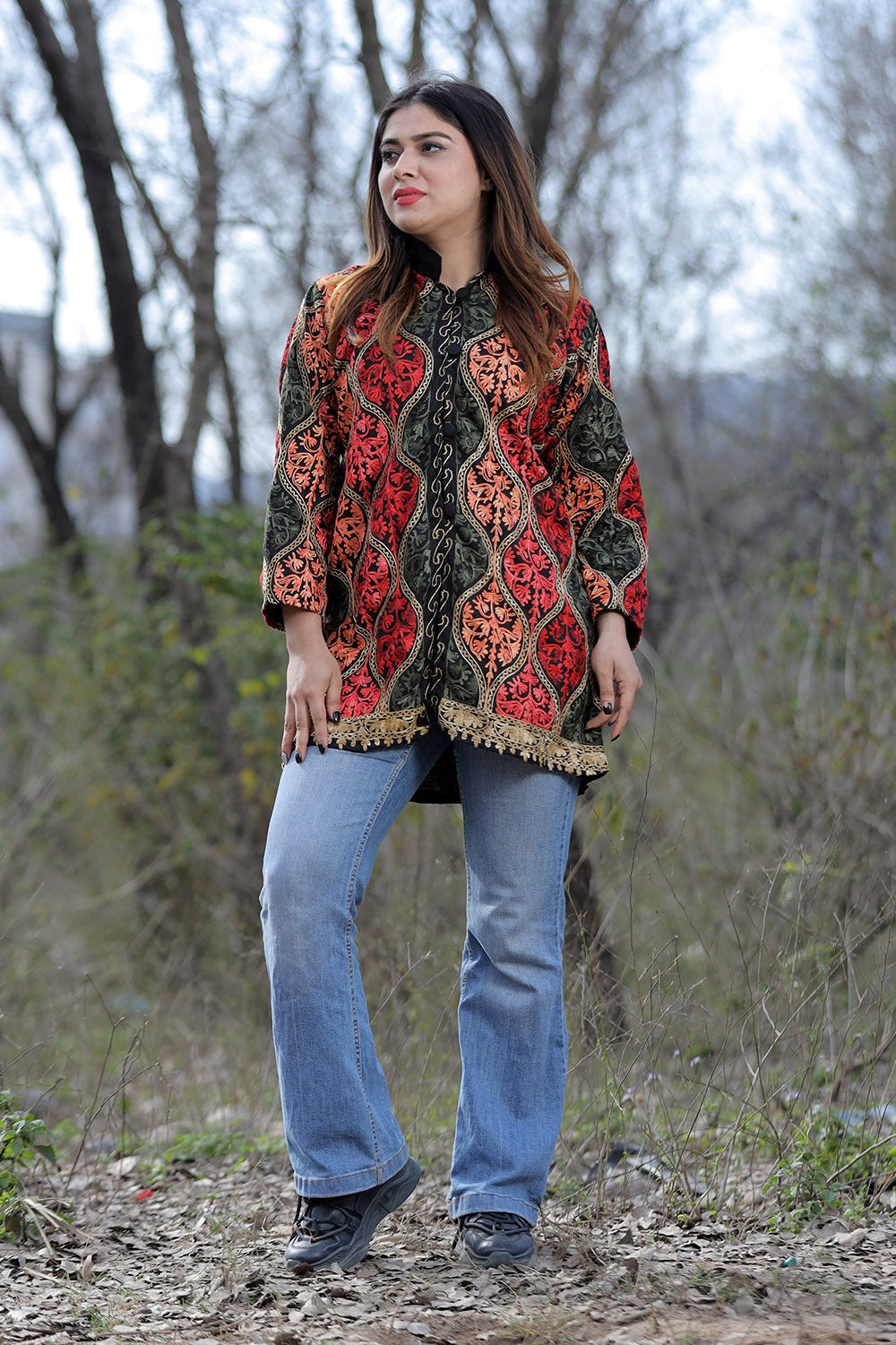 Magical Black Multicolour Aari Work Embroidered Jacket