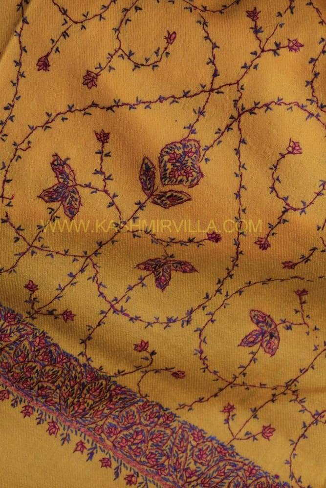 Mango Colour Sozni Shawl With Beautiful Allover Jaal