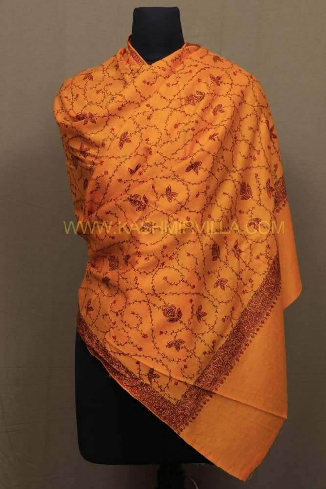 Mango Colour Sozni Shawl With Beautiful Allover Jaal