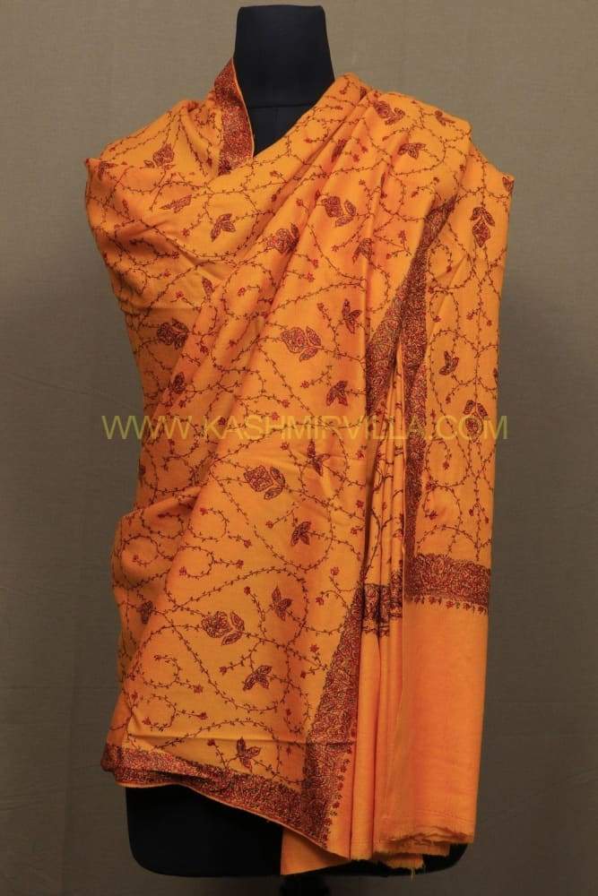 Mango Colour Sozni Shawl With Beautiful Allover Jaal