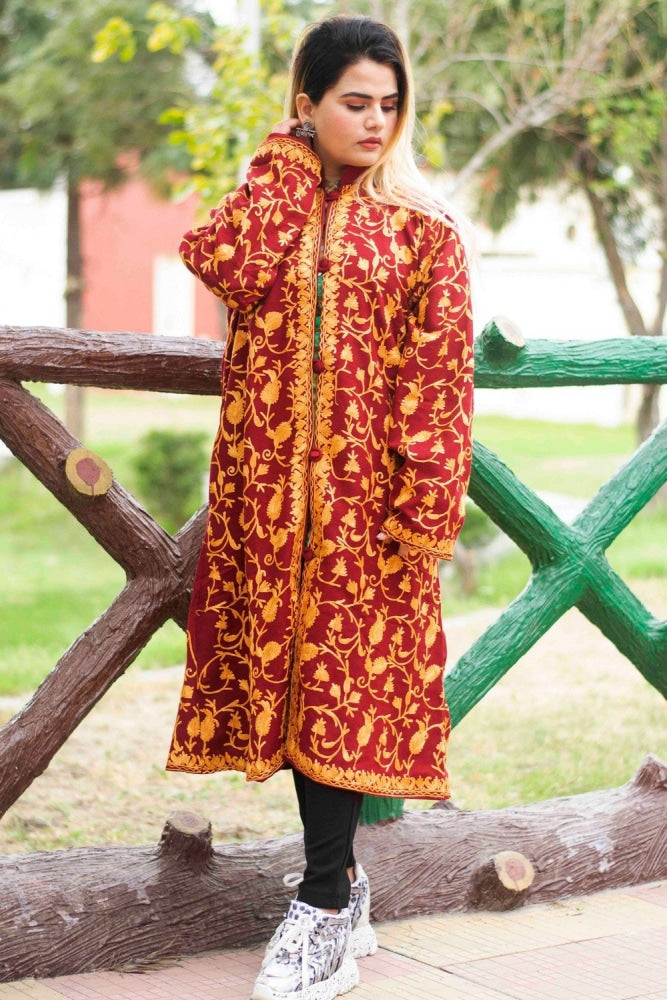 Maroon Color Aari Work Embroidered Jacket With New Designer