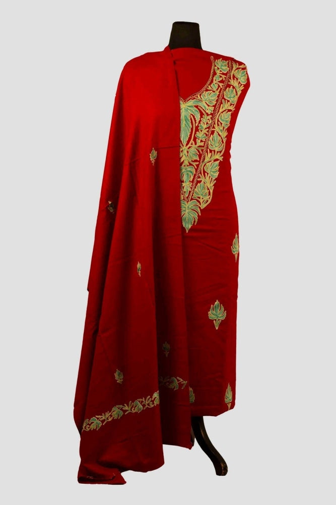 Maroon color Kashmiri Aari Work Embroidered Salwar Kameez