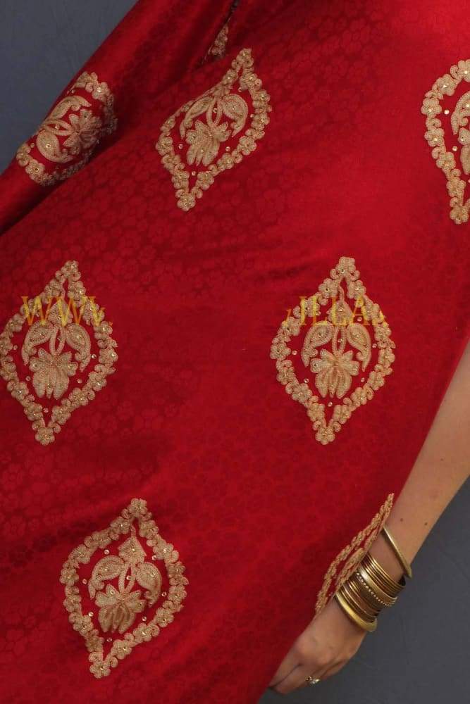 Maroon Color Stole Enriched With Aari Embroidery