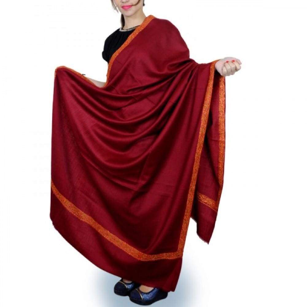 Maroon Colour Hand Woven Pashmina Shawl