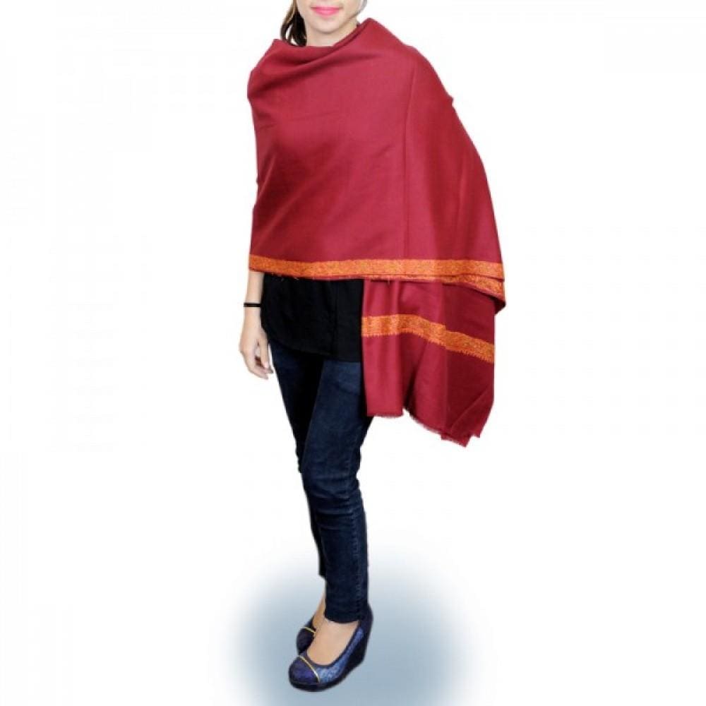 Maroon Colour Hand Woven Pashmina Shawl