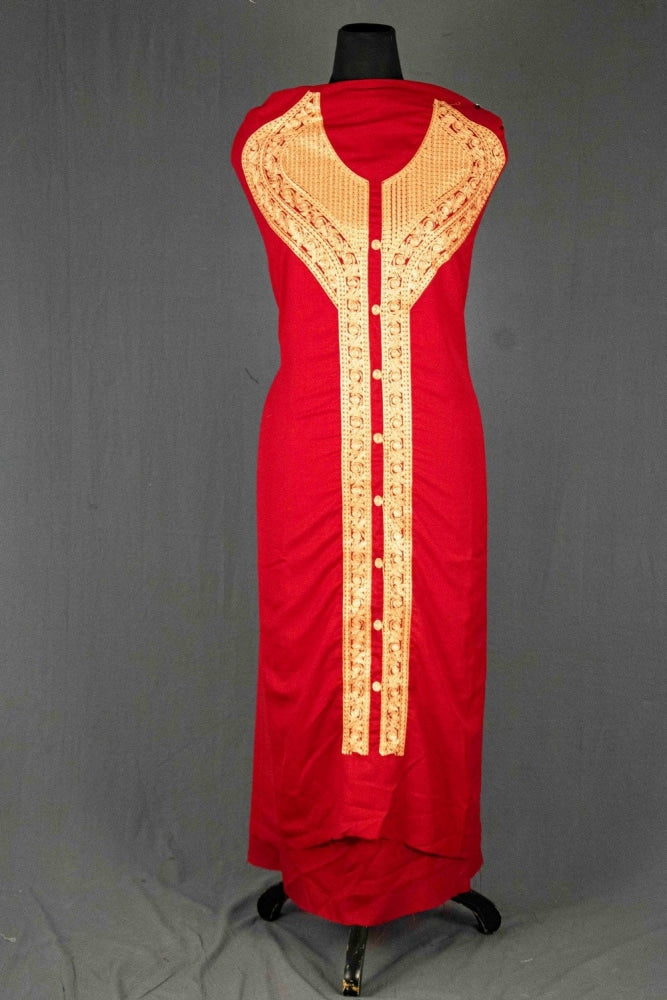 Maroon Colour Kashmiri Tilla Aari Work Salwar Kameez