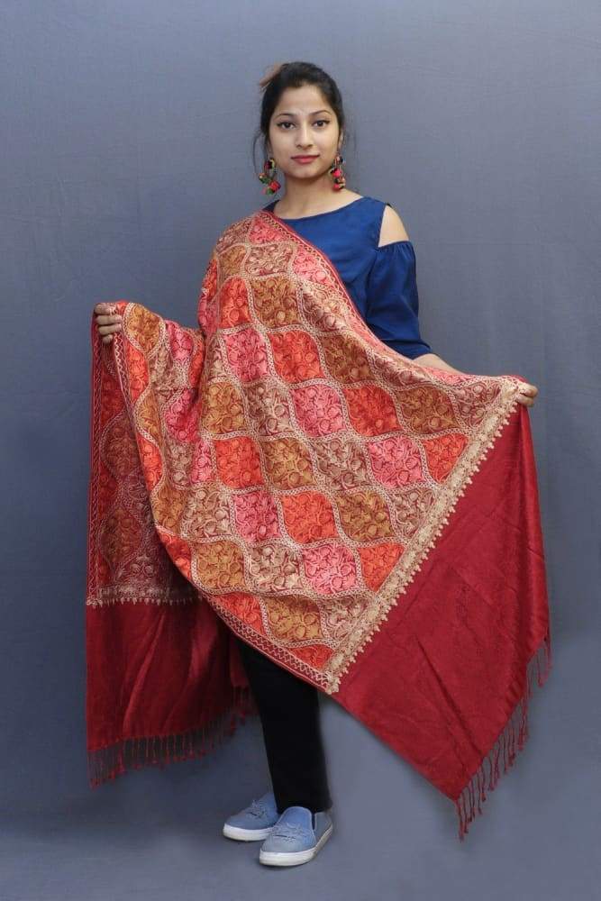 Maroon Colour Wrap With Beautiful Allover Kashmiri Jaal