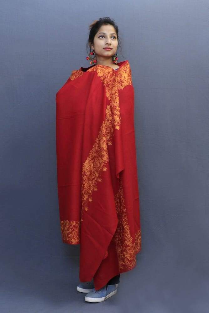 Maroon Colour Wrap With Golden Aari Embroidery Looks