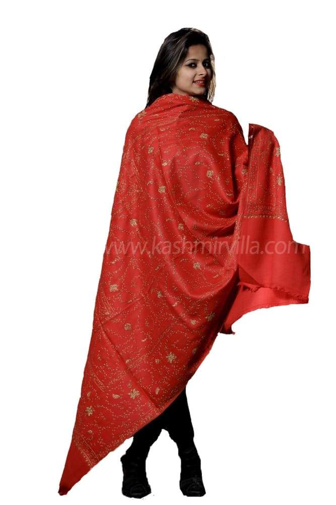 Maroonish Red Colour SemiPashmina Shawl With Delicate Jaal