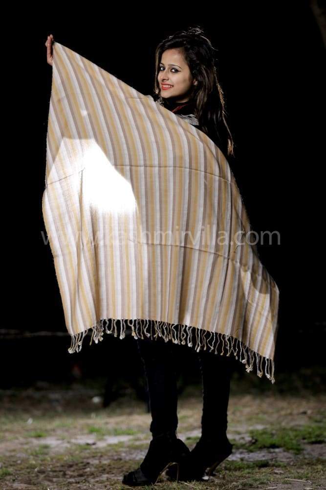 Multicolour Stripes On SemiPashmina Shawl Is Known For Its