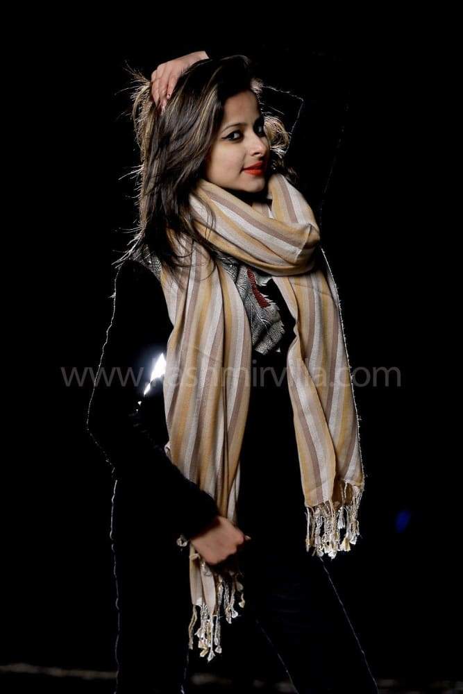 Multicolour Stripes On SemiPashmina Shawl Is Known For Its
