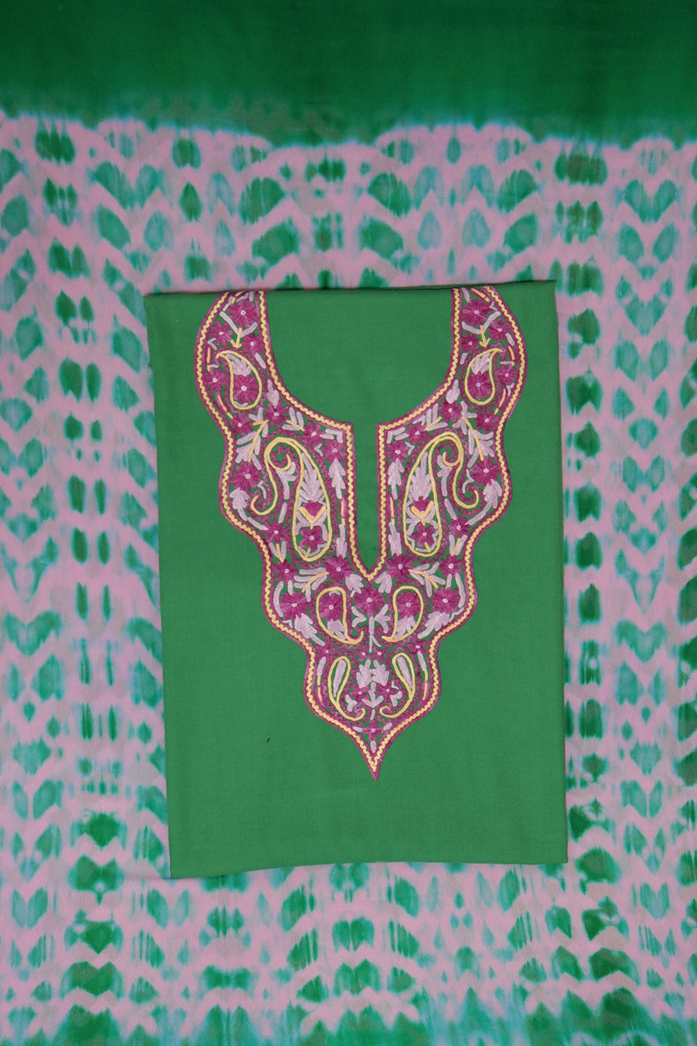 Natural Veggie Green Colour Cotton Suit With Beautiful