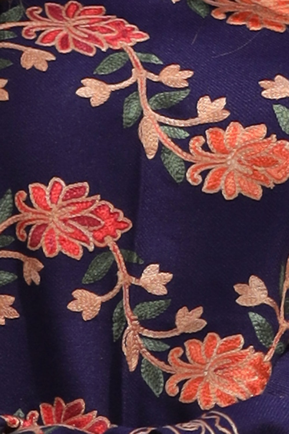 Navy Blue Color Aari Work Embroidered Shawl Enriched