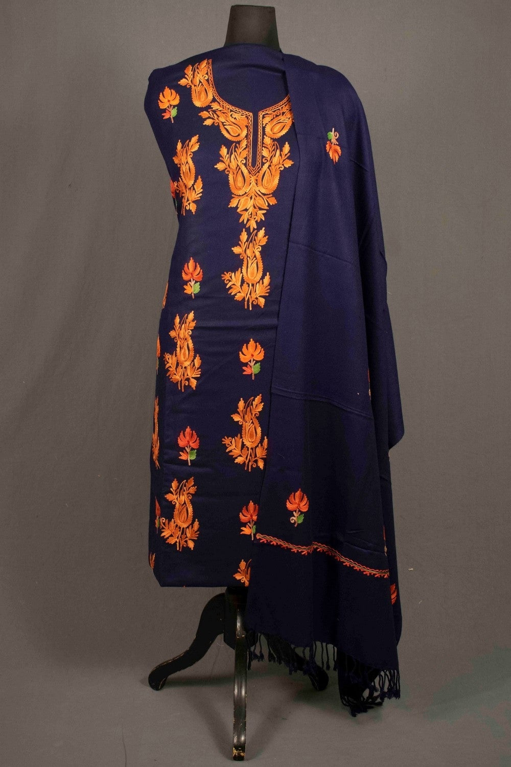 Navy Blue Color Kashmiri Aari Work Embroidered Salwar