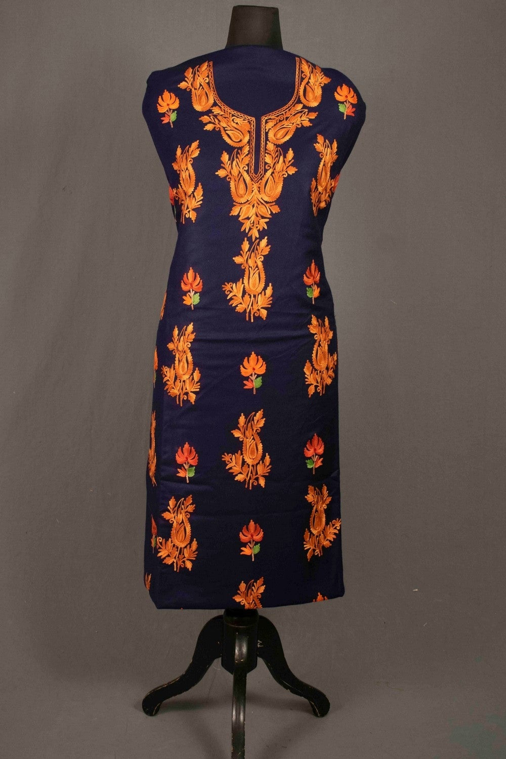 Navy Blue Color Kashmiri Aari Work Embroidered Salwar