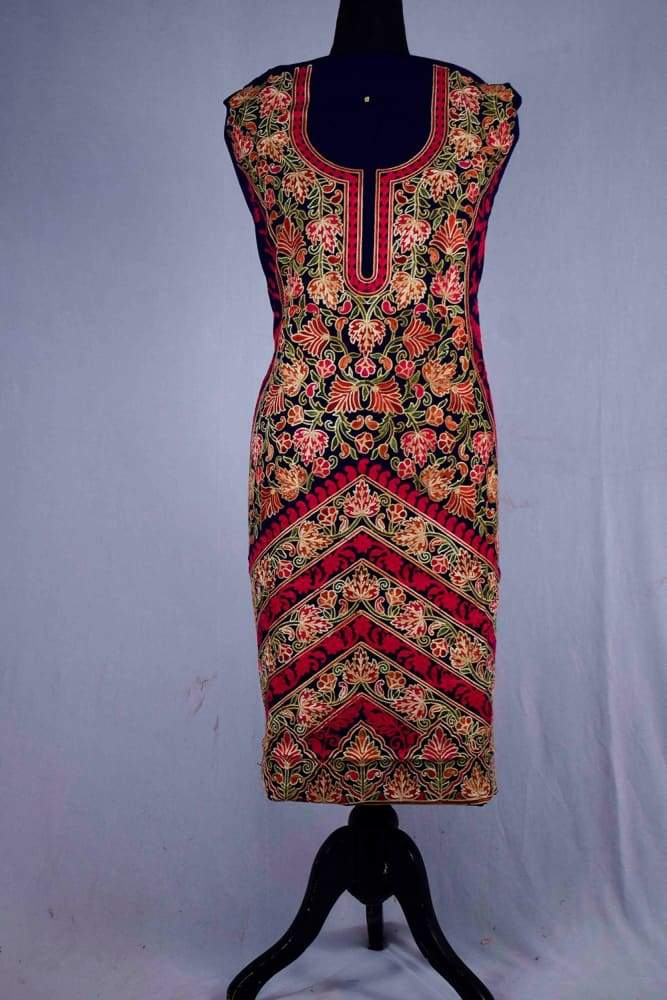 Navy Blue color Kashmiri Aari Work Embroidered Salwar