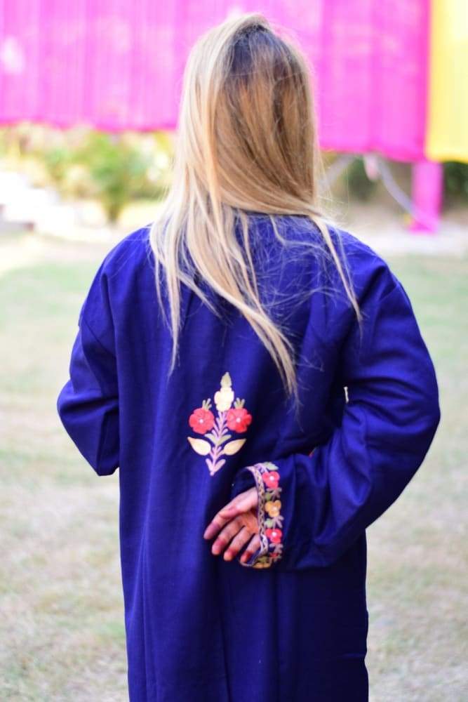 Navy Blue Colour Aari Work Embroidered Jacket Designer