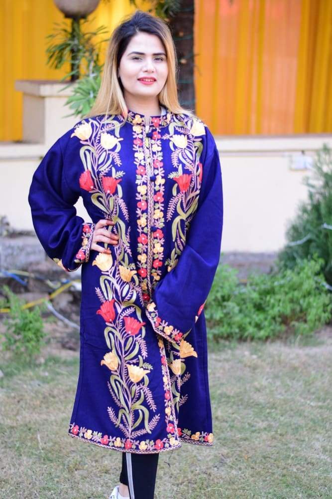 Navy Blue Colour Aari Work Embroidered Jacket Designer