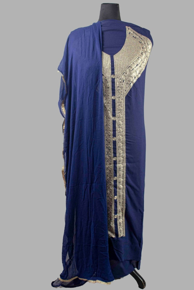 Navy Blue Colour Kashmiri Tilla Aari Work Salwar Kameez