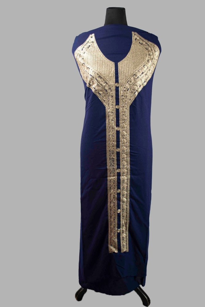Navy Blue Colour Kashmiri Tilla Aari Work Salwar Kameez